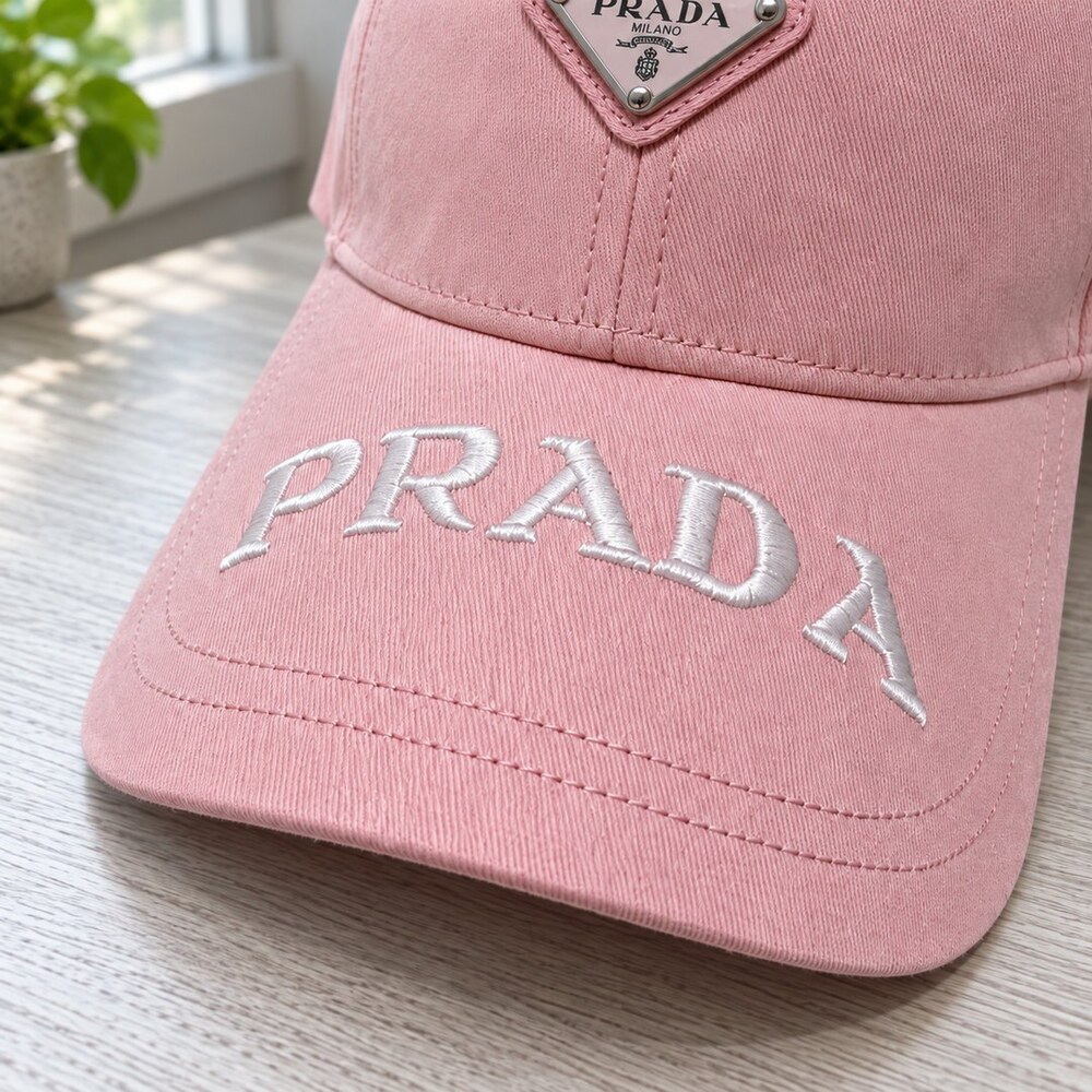 Prada Pink Cap with Embroidered Brim - Picture 6 of 6